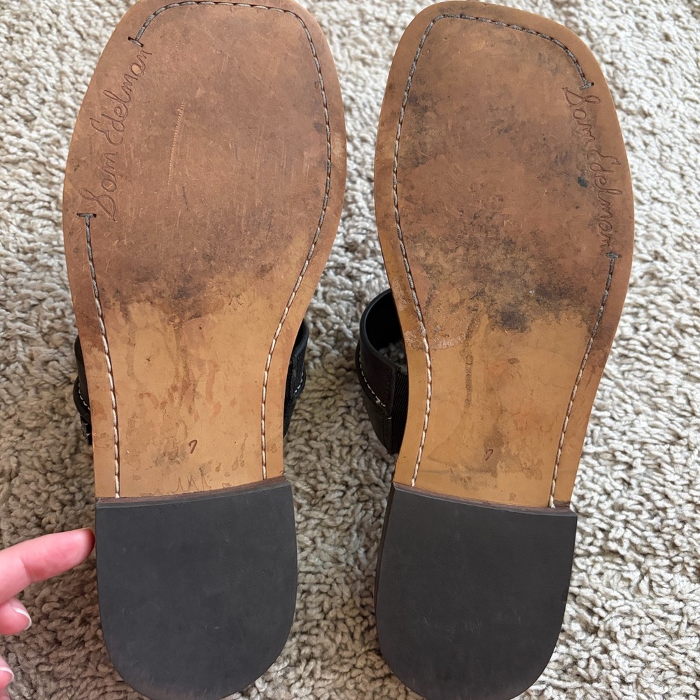 Sam Edelman Leather Haydee stitch slide sandal - Picture 5 of 5